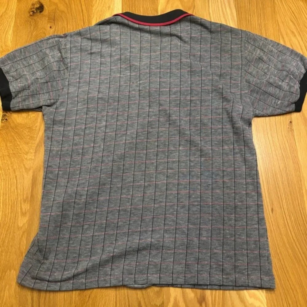 Vintage Par Four Men's Navy and Gray Polo Shirt